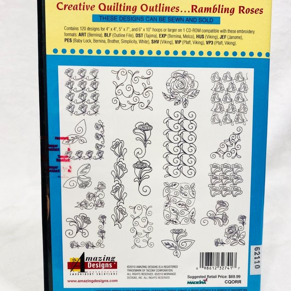 Amazing Designs Rambling Roses Quilting Outlines CD - New - Picture 4 of 6